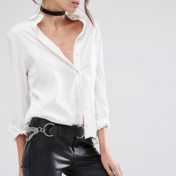 black leather chain belt